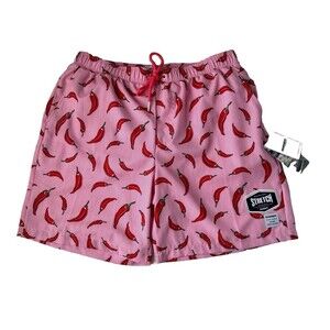 Mosmann Australia Swim Shorts Large Red Hot Peppers Print Stretch Quick Dry